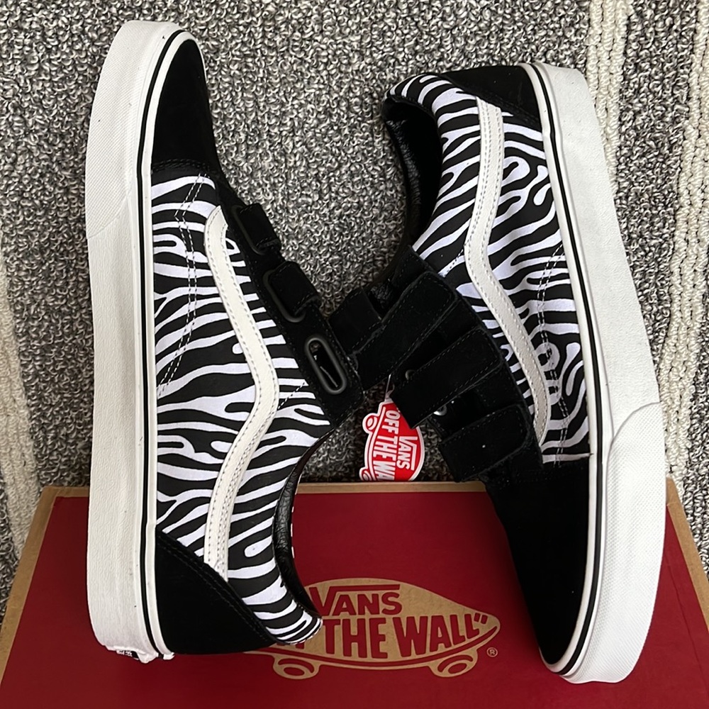 Vans Old Skool V Suede/Canvas Black/Zebra MENS - Picture 12 of 16